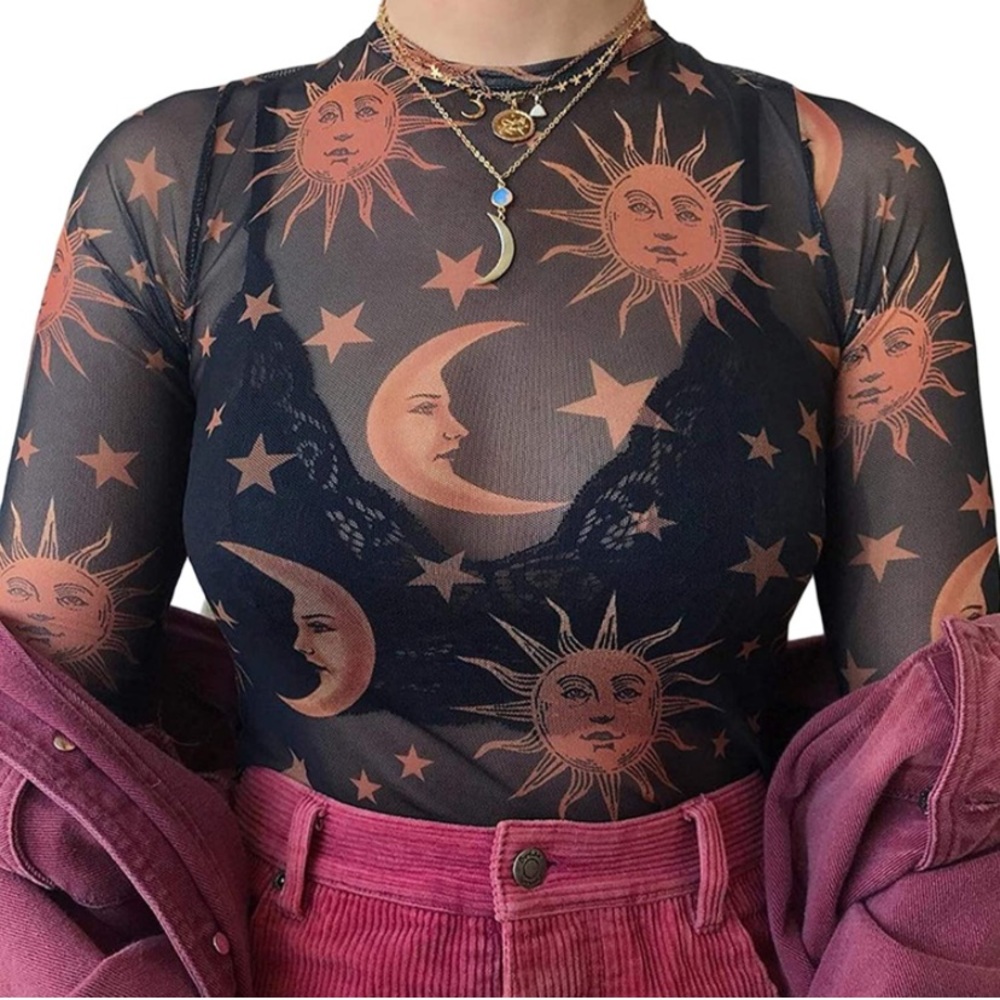Sheer black celestial top